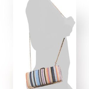 ALESSIA Multi-Color Striped Crossbody Clutch Bag - NEW